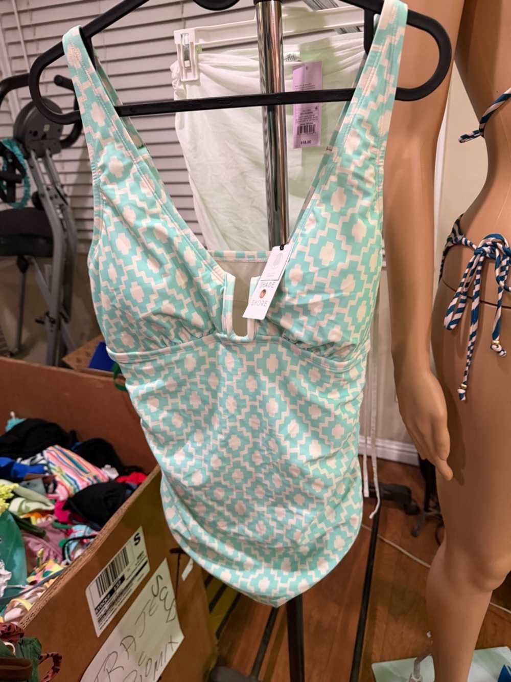 Target Mint Green and White Geometric One-Piece Swimsuit